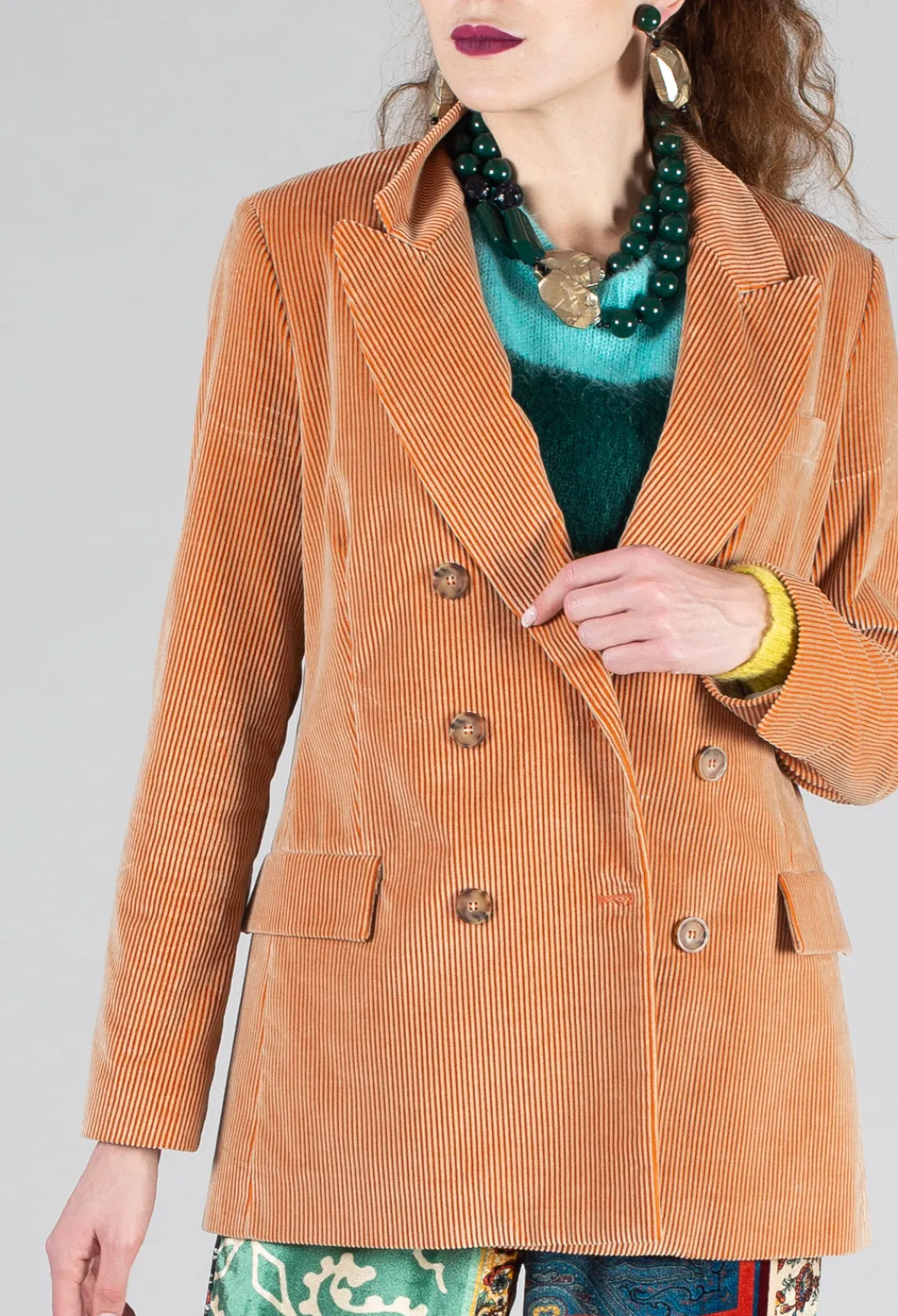 Beatrice B Jackets^Corduroy Jacket in Peach