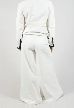 Stefano Mortari Trousers^Cotton Bell Bottom Trousers in Cream