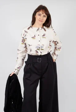 Aleksandr Manamis Shirts & Blouses^Cotton Button Up Blouse in Bird