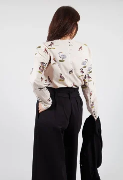 Aleksandr Manamis Shirts & Blouses^Cotton Button Up Blouse in Bird