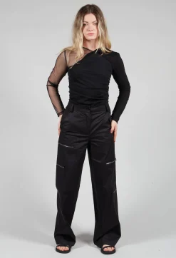 IXOS Trousers^Cotton Cargo Trousers in Nero