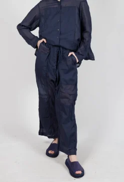 Rundholz Dip Trousers^Cotton Drop-Crotch Trousers with Pull String Waist in Ink Paper