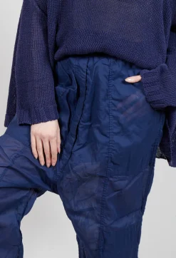 Rundholz Dip Trousers^Cotton Drop-Crotch Trousers with Pull String Waist in Ocean Paper