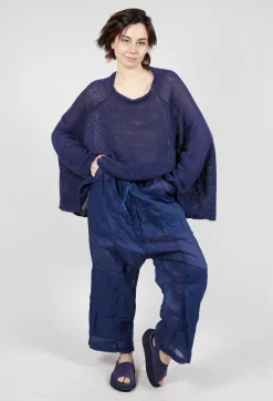 Rundholz Dip Trousers^Cotton Drop-Crotch Trousers with Pull String Waist in Ocean Paper