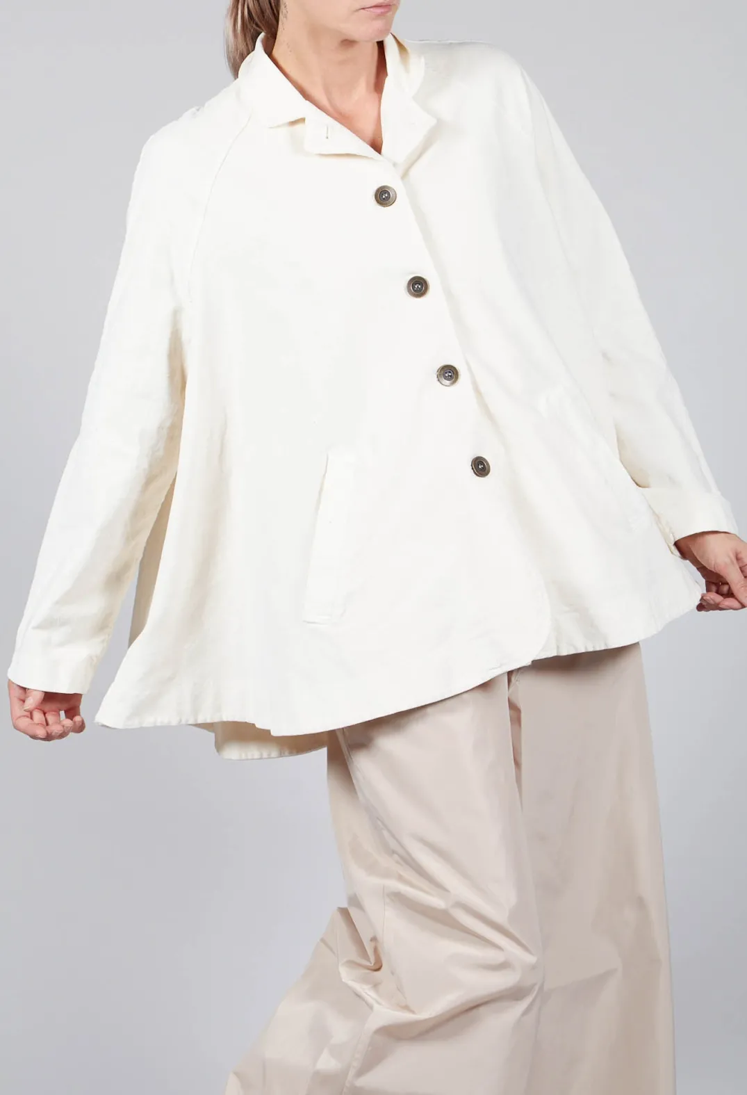 Amici Coats^Cotton Flare Button Coat in Butter