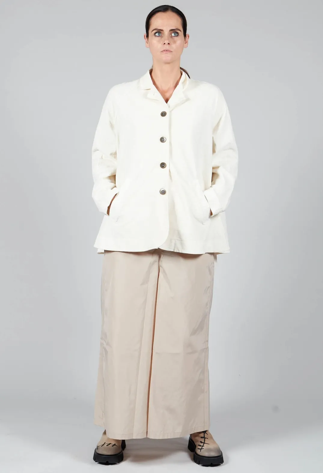 Amici Coats^Cotton Flare Button Coat in Butter