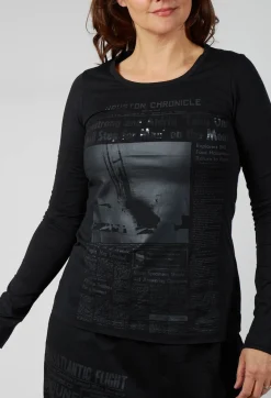 Rundholz Dip Tops^Cotton Long Sleeve Top in Black Print
