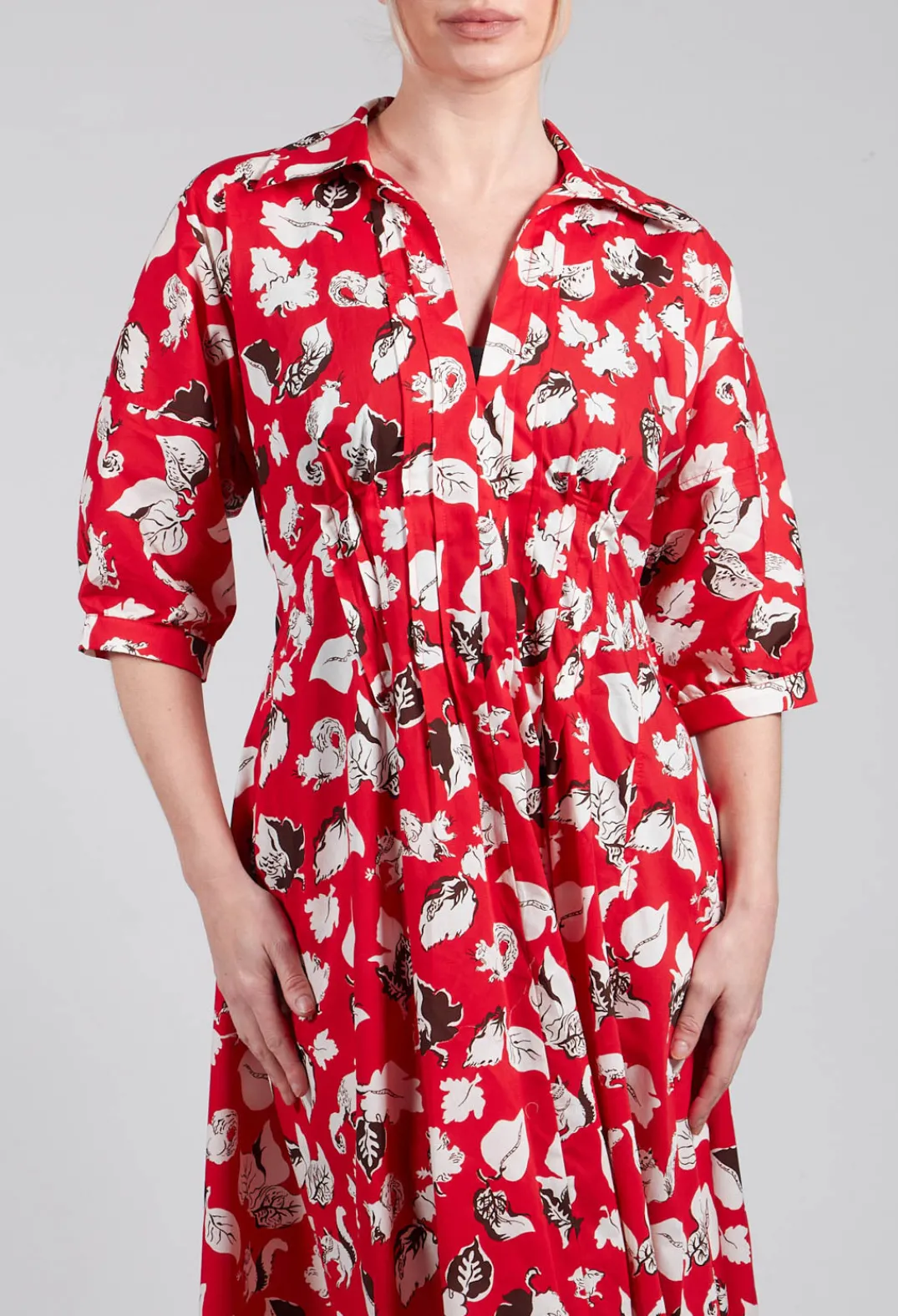Beatrice B Dresses^Cotton Midi Dress in Squirrel