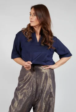 Akaaro Shirts & Blouses^Cotton Pintuck Blouse in Blue