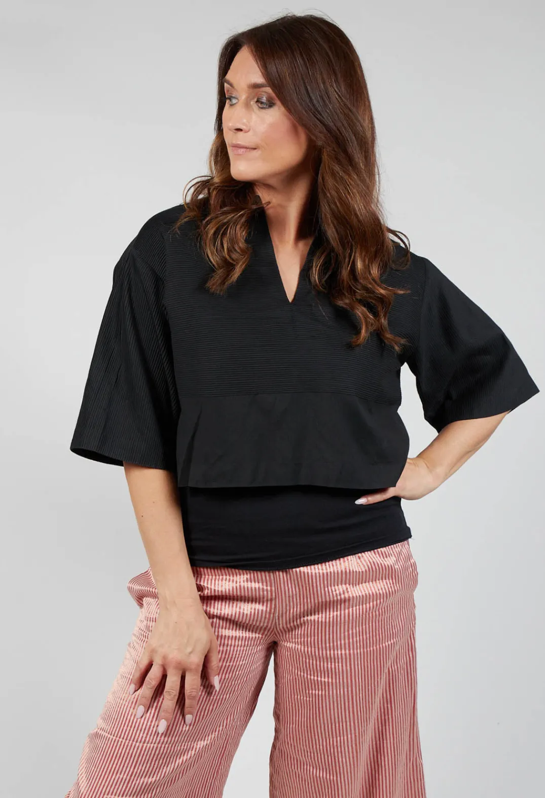 Akaaro Shirts & Blouses^Cotton Pintuck Blouse in Black
