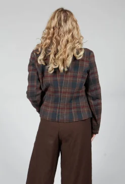 Amici Jackets^Cotton Plaid Cropped Jacket in Espresso