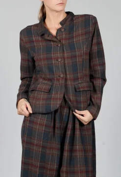 Amici Jackets^Cotton Plaid Cropped Jacket in Espresso