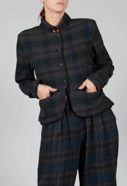 Amici Jackets^Cotton Plaid Cropped Jacket in Black
