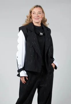 Amici Jackets^Cotton Striped Blazer Vest in Black