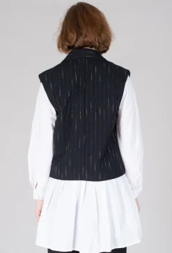 Amici Jackets^Cotton Striped Blazer Vest in Black