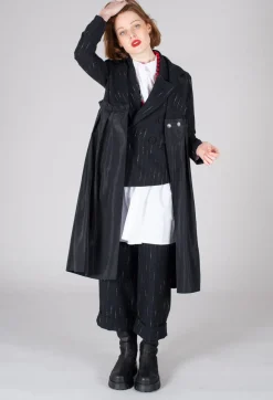 Amici Jackets^Cotton Striped Blazer Vest in Black