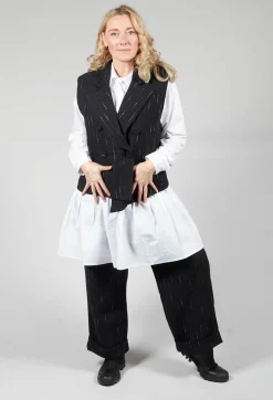 Amici Jackets^Cotton Striped Blazer Vest in Black