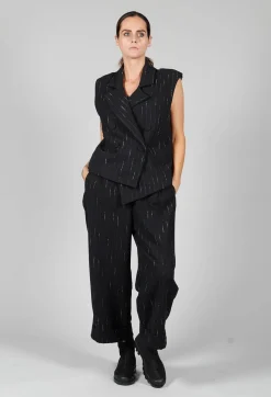 Amici Jackets^Cotton Striped Blazer Vest in Black