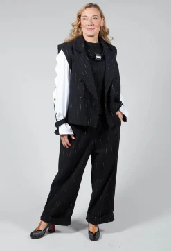 Amici Jackets^Cotton Striped Blazer Vest in Black