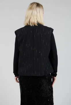 Amici Jackets^Cotton Striped Blazer Vest in Black