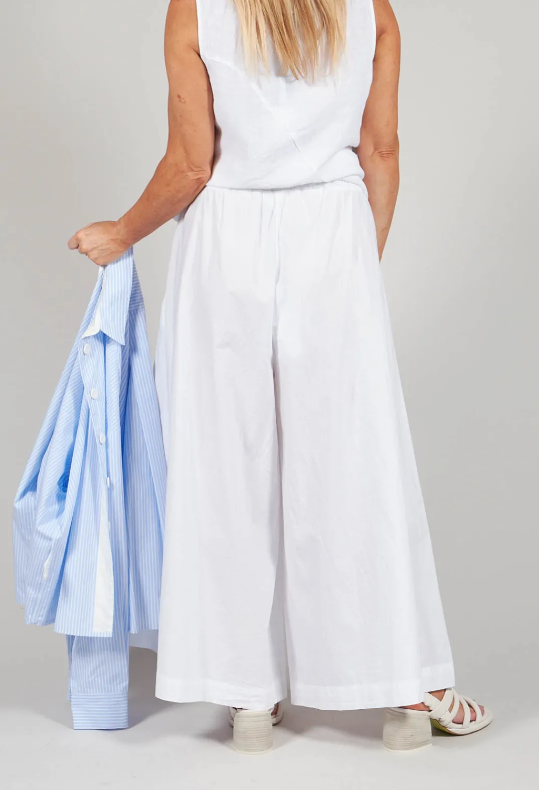 Amici Trousers^Cotton Wide Leg Trousers in Bianco