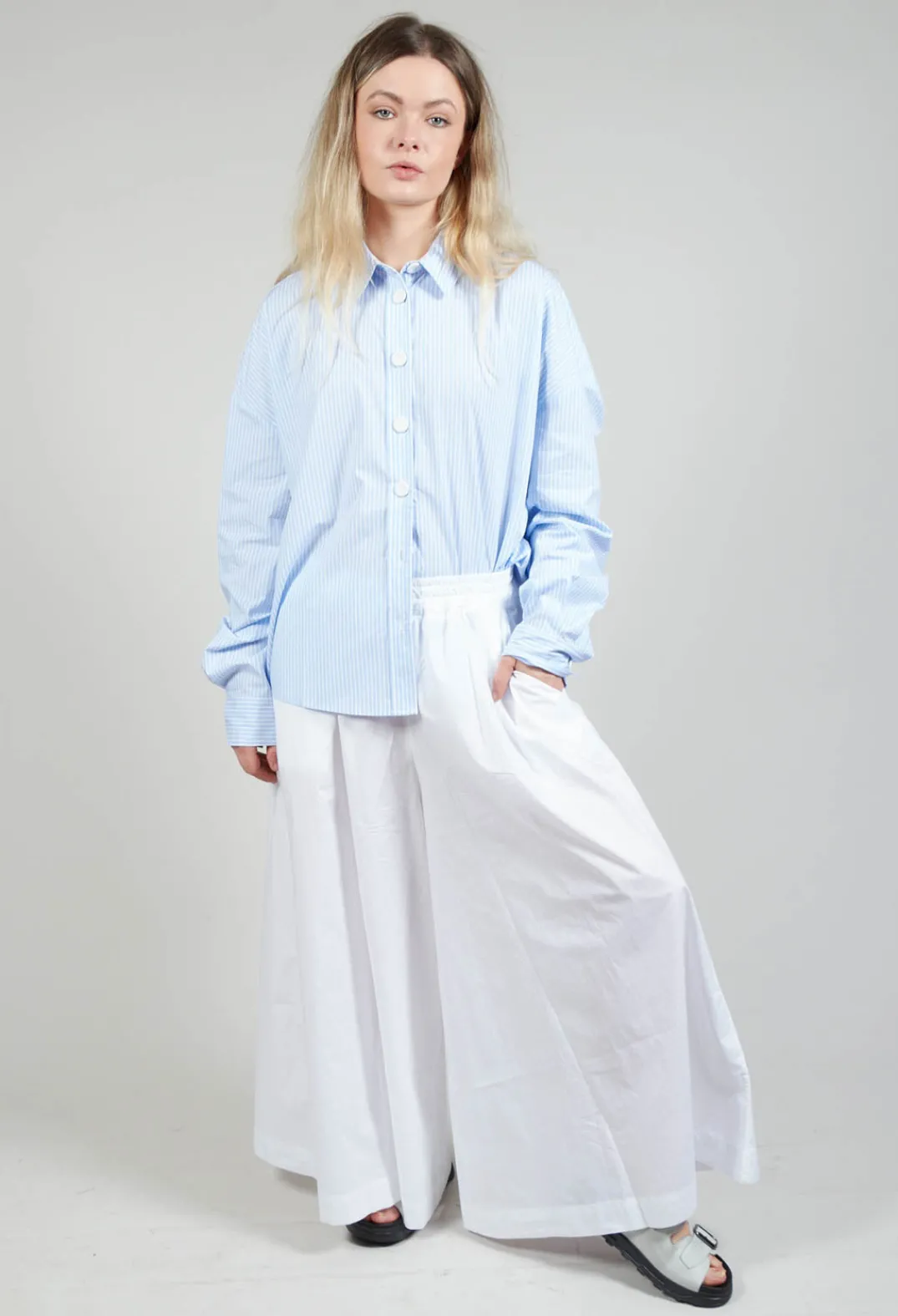 Amici Trousers^Cotton Wide Leg Trousers in Bianco