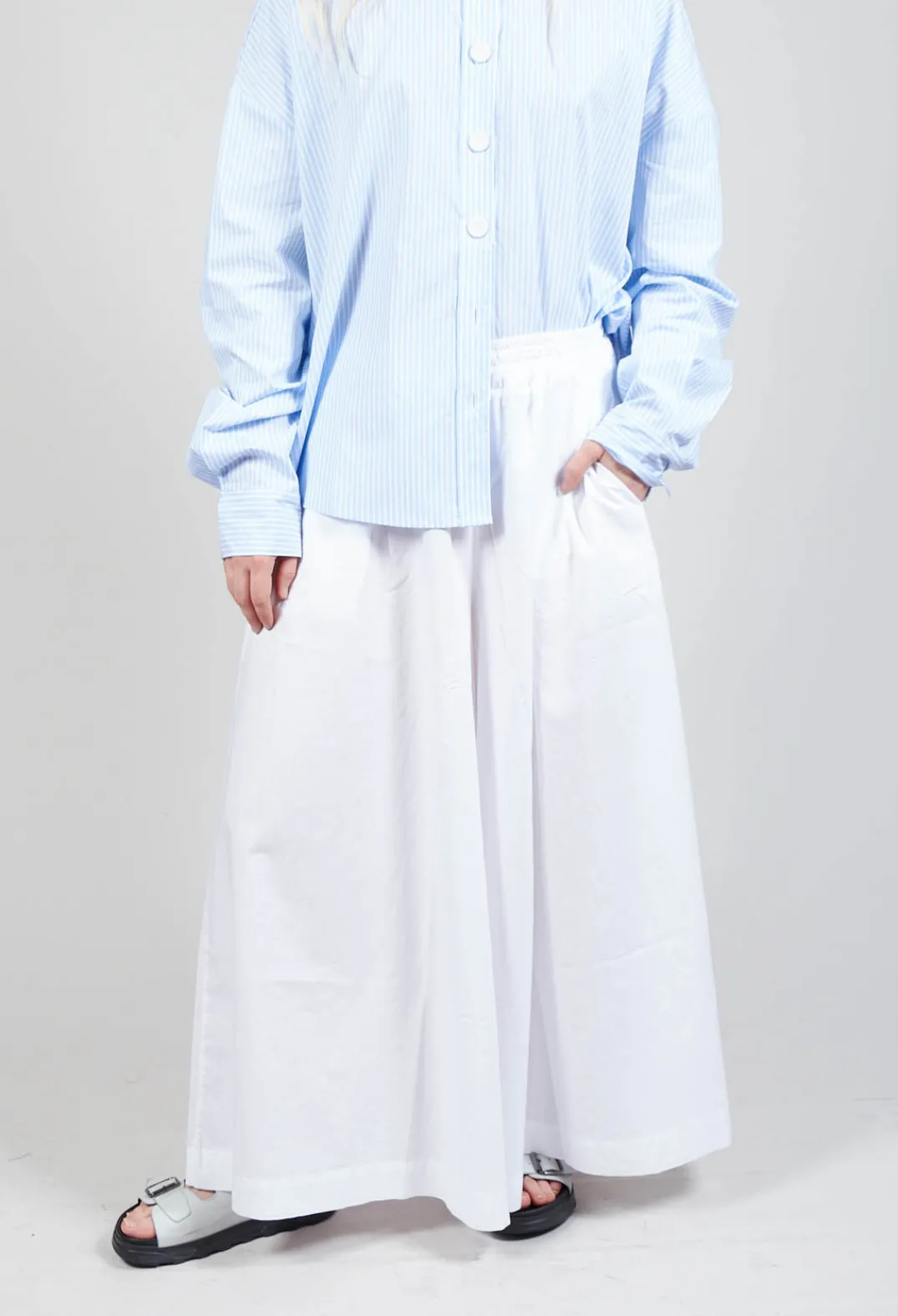 Amici Trousers^Cotton Wide Leg Trousers in Bianco