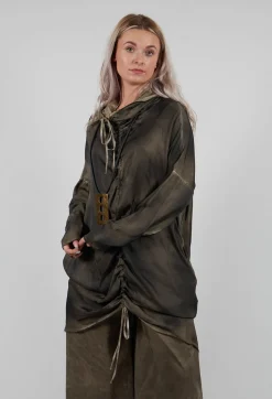 Sanctamuerte Dresses^Cowl Neck Dress in Raso Viscosa Green Tuscany