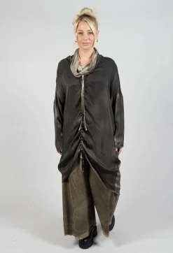 Sanctamuerte Dresses^Cowl Neck Dress in Raso Viscosa Green Tuscany
