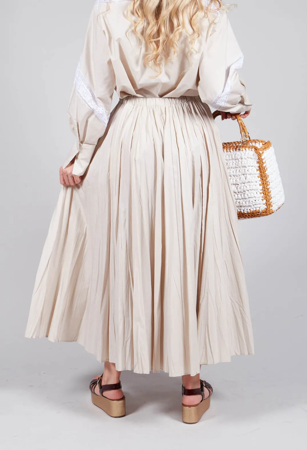 Beatrice B Skirts^Creased Poplin Skirt in Dune