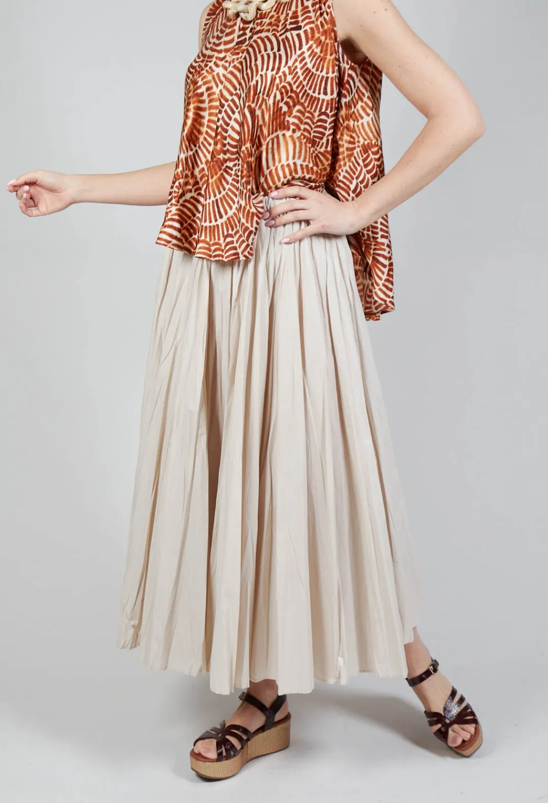 Beatrice B Skirts^Creased Poplin Skirt in Dune