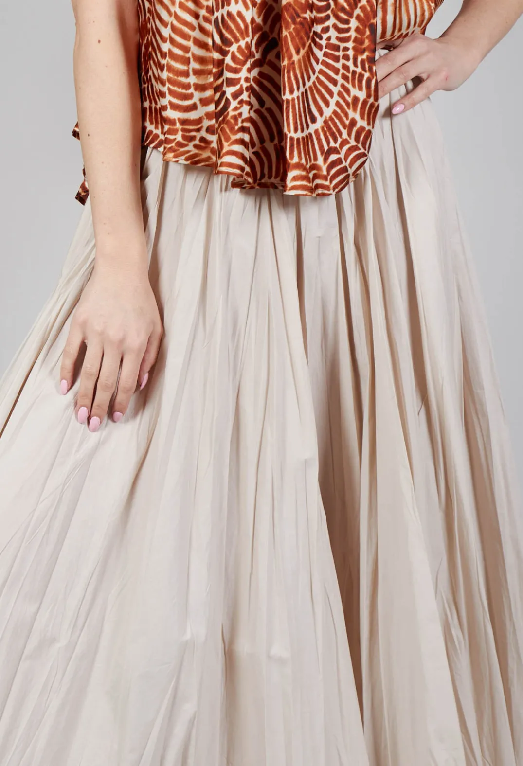 Beatrice B Skirts^Creased Poplin Skirt in Dune