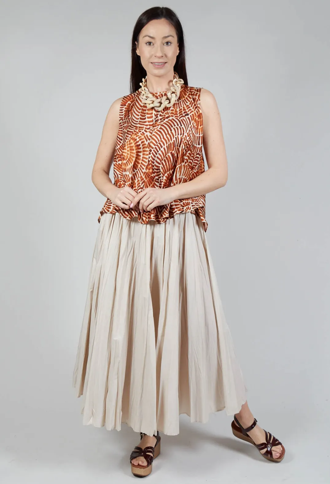 Beatrice B Skirts^Creased Poplin Skirt in Dune