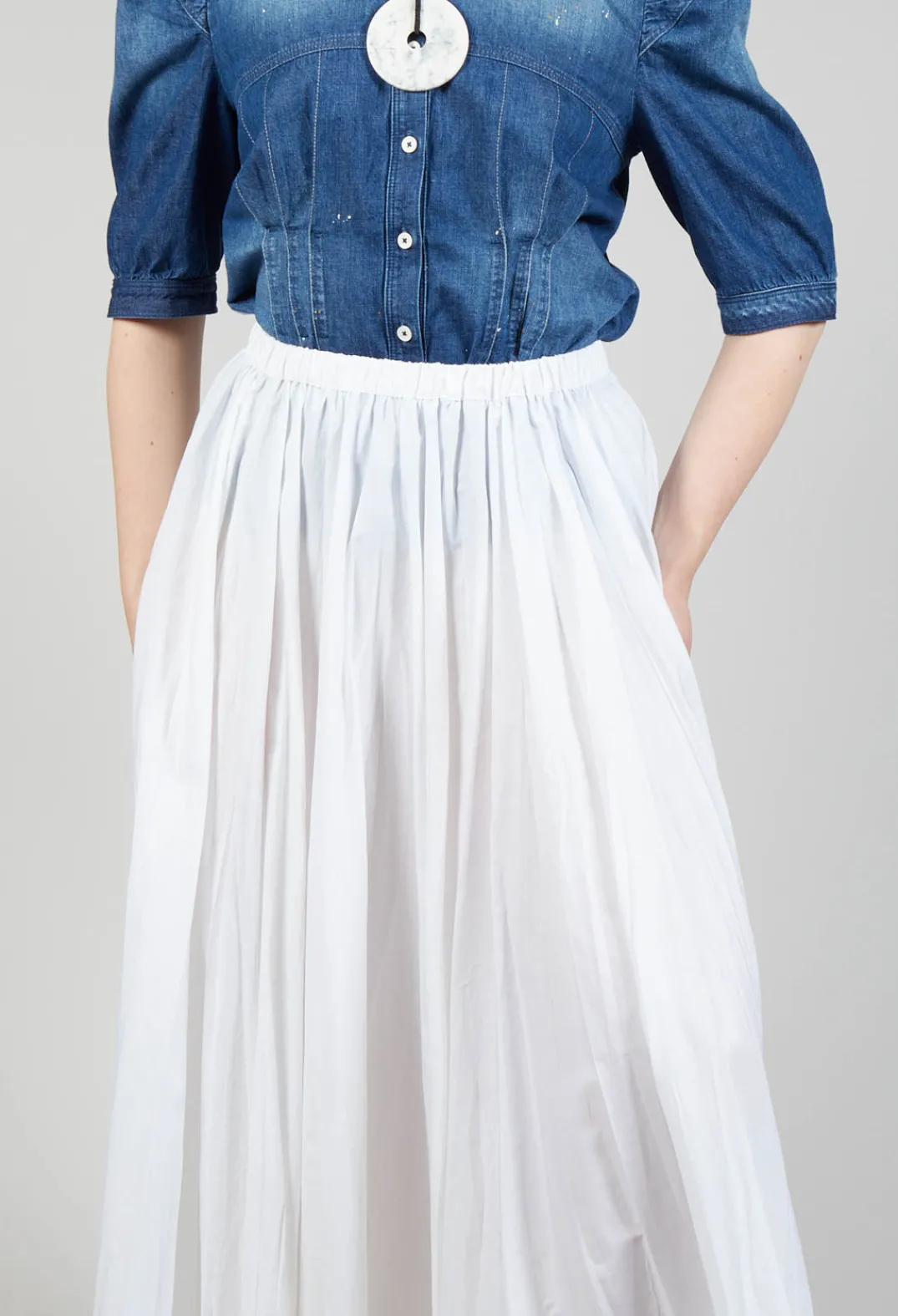 Beatrice B Skirts^Creased Poplin Skirt in White