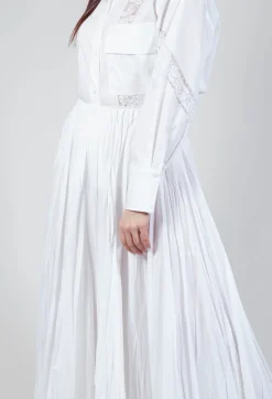 Beatrice B Skirts^Creased Poplin Skirt in White
