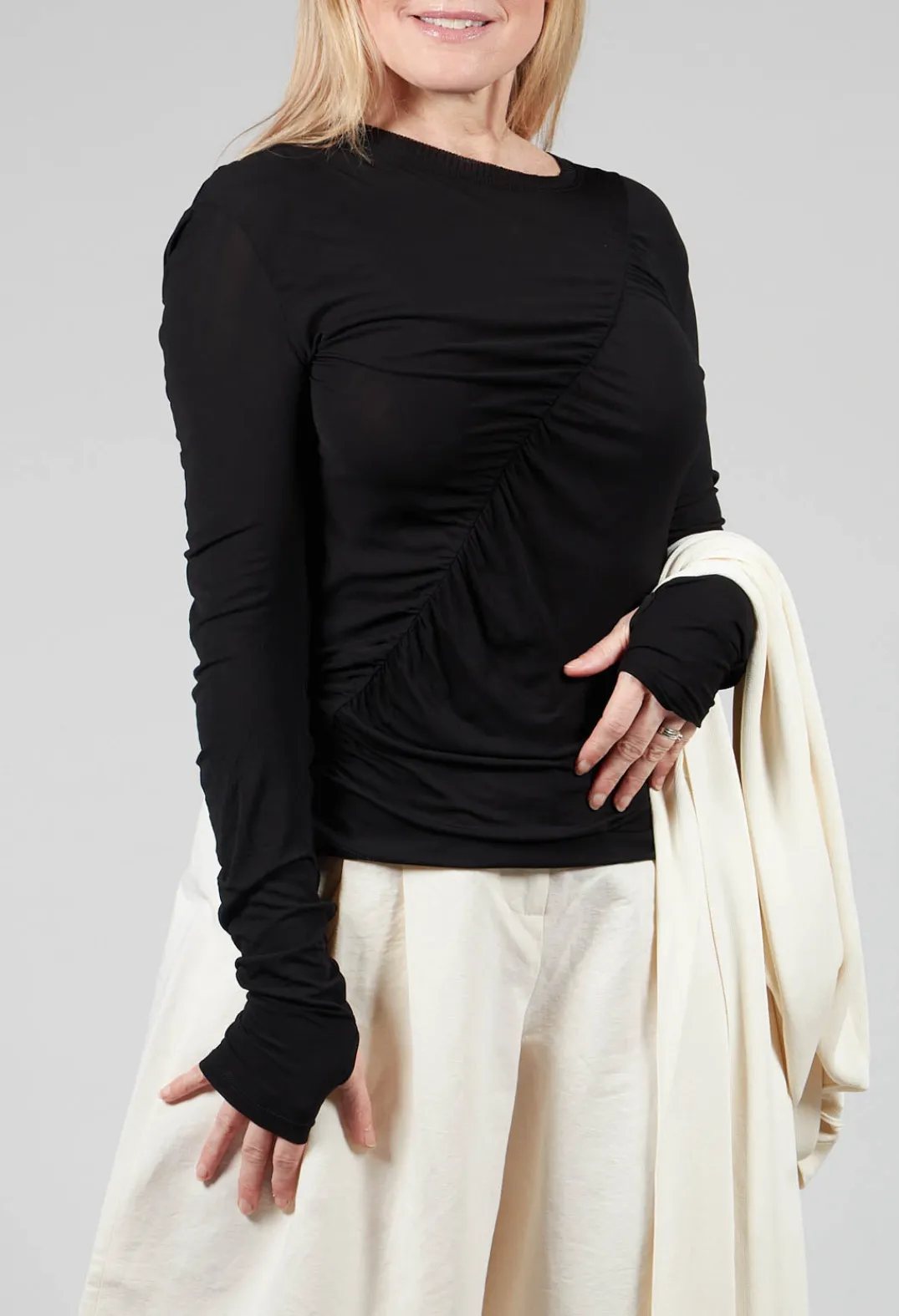 Isabel Benenato Tops^Crepe Interlock Shirt in Black