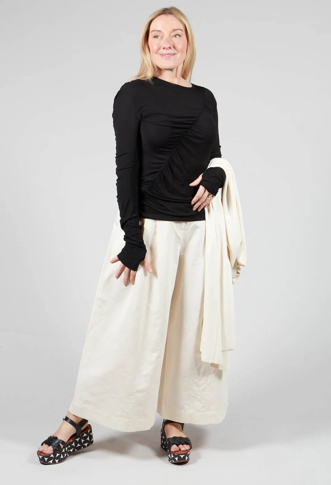 Isabel Benenato Tops^Crepe Interlock Shirt in Black