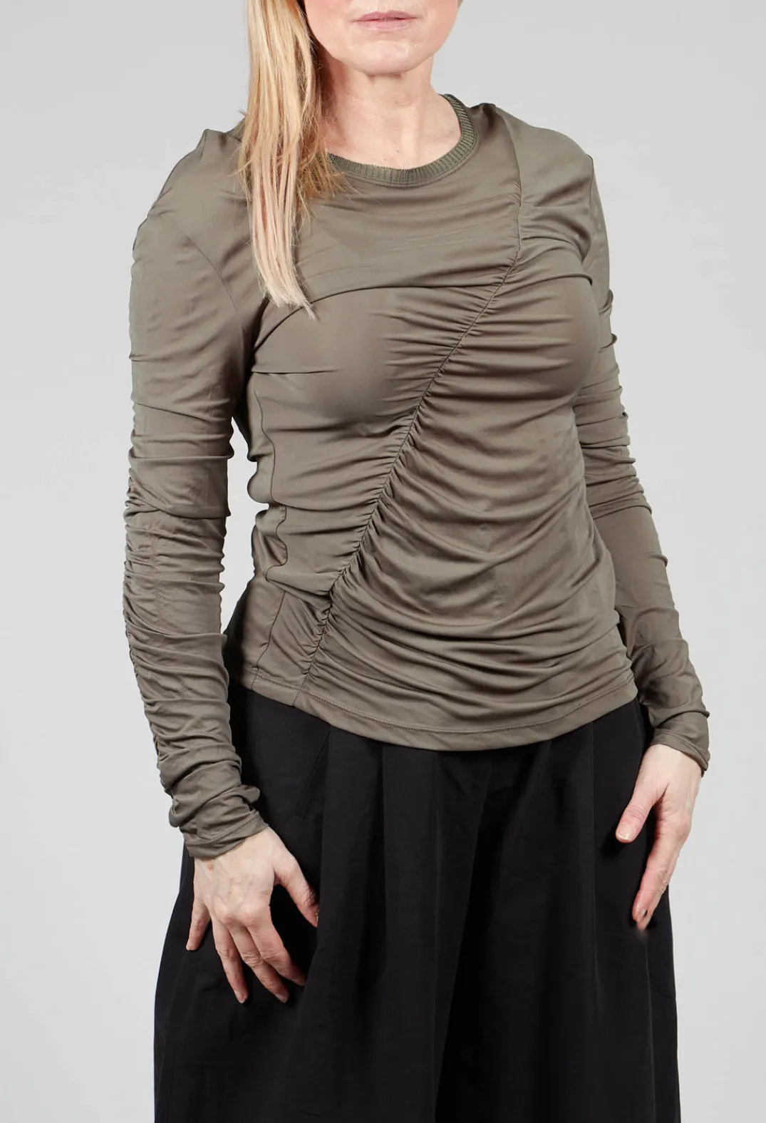Isabel Benenato Tops^Crepe Interlock Shirt in Mud