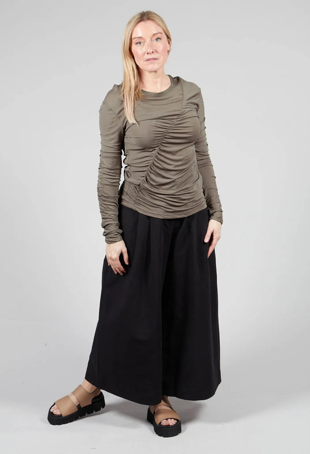 Isabel Benenato Tops^Crepe Interlock Shirt in Mud