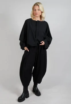 Moyuru Trousers^Crepe Texture Trousers in Black