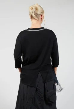 Bize Jumpers^Crew Neck Jumper with Netting Detail in Black