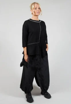 Bize Jumpers^Crew Neck Jumper with Netting Detail in Black