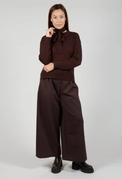 Mei Meij Jumpers^Crew Neck Jumper with Tie Neck in Java