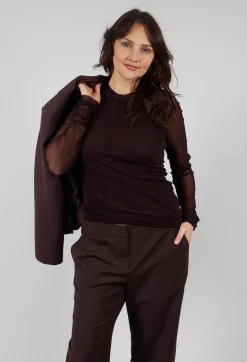 Mei Meij Tops^Crew Neck Mesh Top in Java
