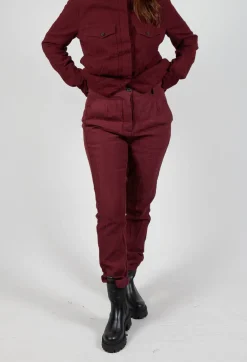 Rundholz Mainline Trousers^Crinkle Effect Trousers in Merlot Mel