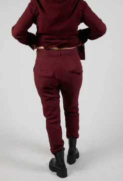 Rundholz Mainline Trousers^Crinkle Effect Trousers in Merlot Mel