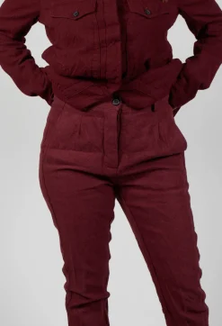 Rundholz Mainline Trousers^Crinkle Effect Trousers in Merlot Mel