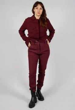 Rundholz Mainline Trousers^Crinkle Effect Trousers in Merlot Mel