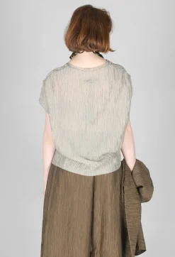 Tadashi Tops^Crinkle Geometric Top in Euca