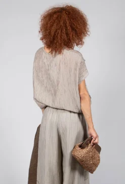 Tadashi Tops^Crinkle Geometric Top in Euca